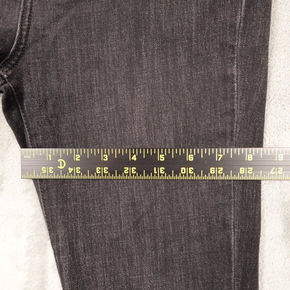 Free People jeans high rise flare women's 27 black denim button fly raw hems - Picture 7 of 11